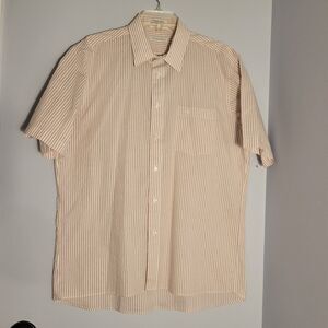Vintage Christian Dior Striped Short Sleeve Button Up Shirt Mens 15.5